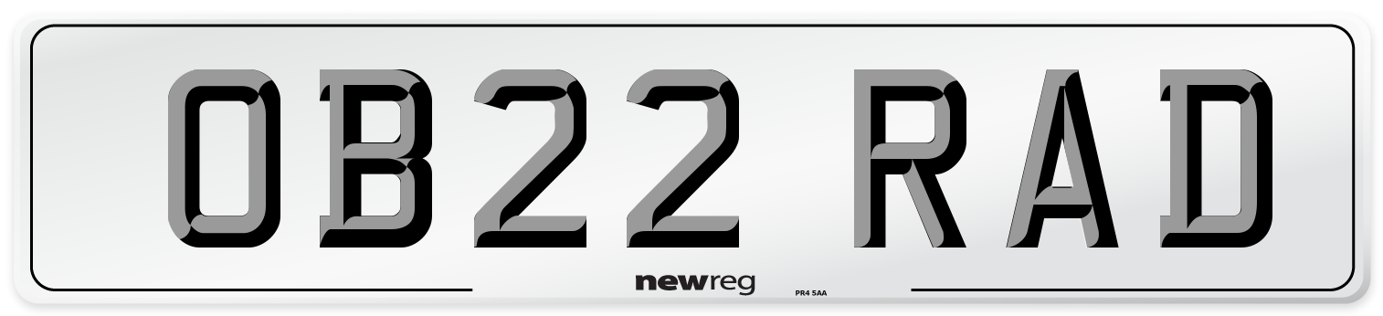 OB22 RAD Number Plate from New Reg